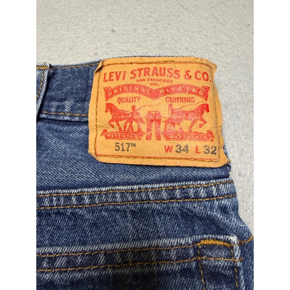 Levi's 517 Jeans Mens 34x32 Blue Bootcut Mid Wash Y2K Denim Cowboy Workwear